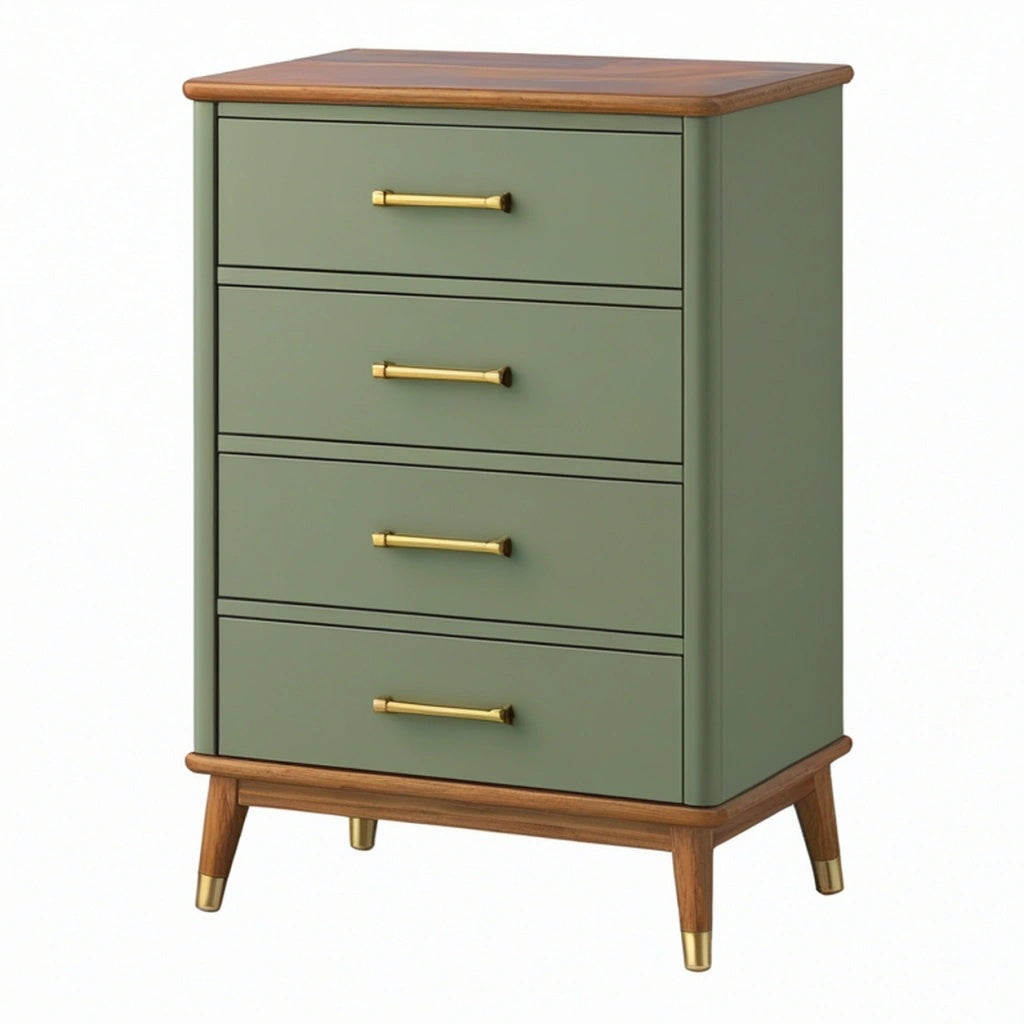 Komoda 80 x 40 x 110 cm z drewna zielona cztery szuflady styl retro