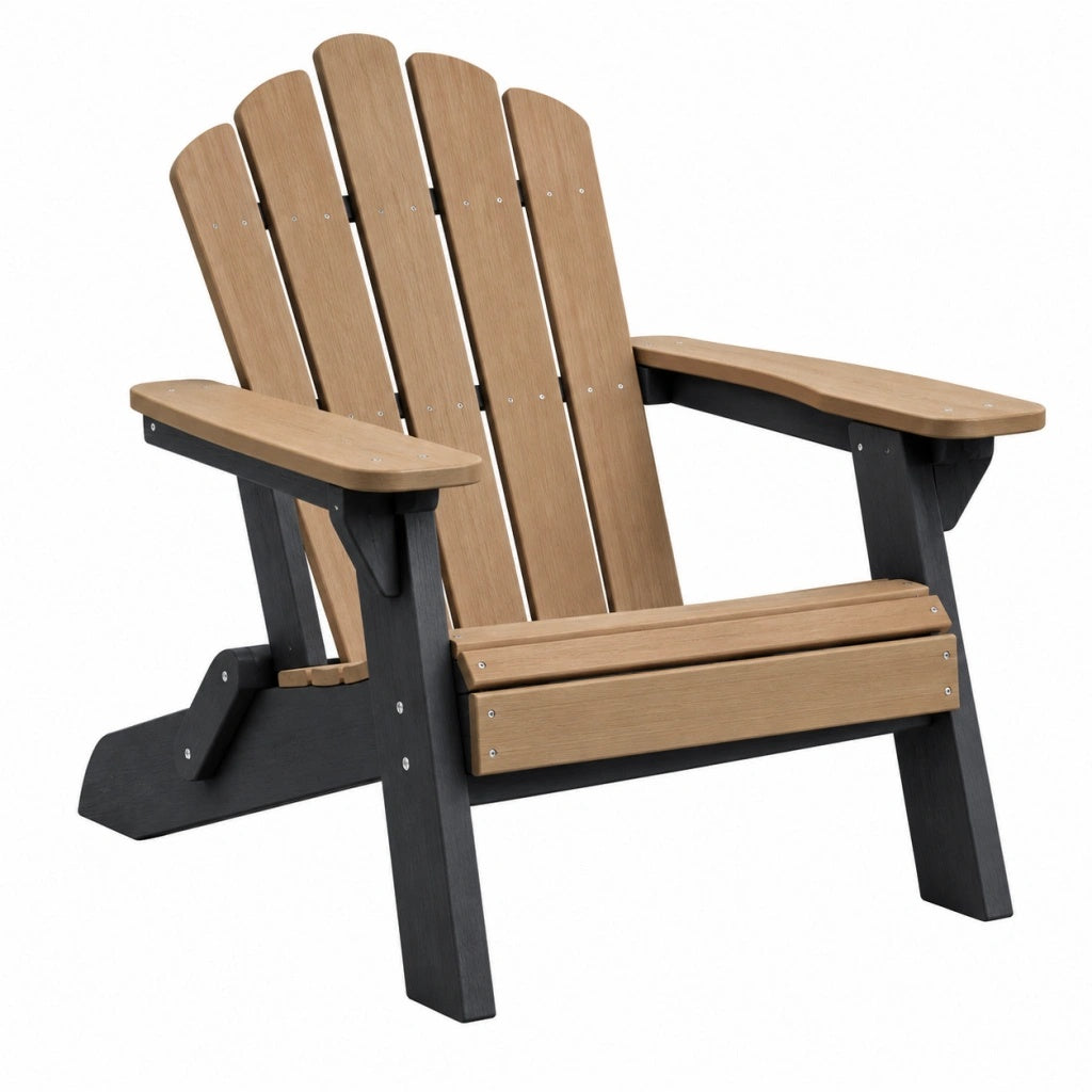 Fotel ogrodowy Adirondack 83 x 91 x 101 cm z tworzywa sztucznego brązowy/czarny - z wysokim oparciem