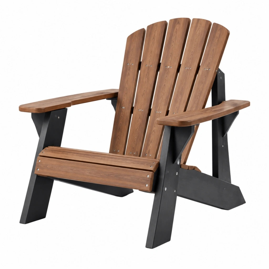 Fotel ogrodowy Adirondack 80 x 78 x 95 cm brązowy/czarny drewniany z podłokietnikami