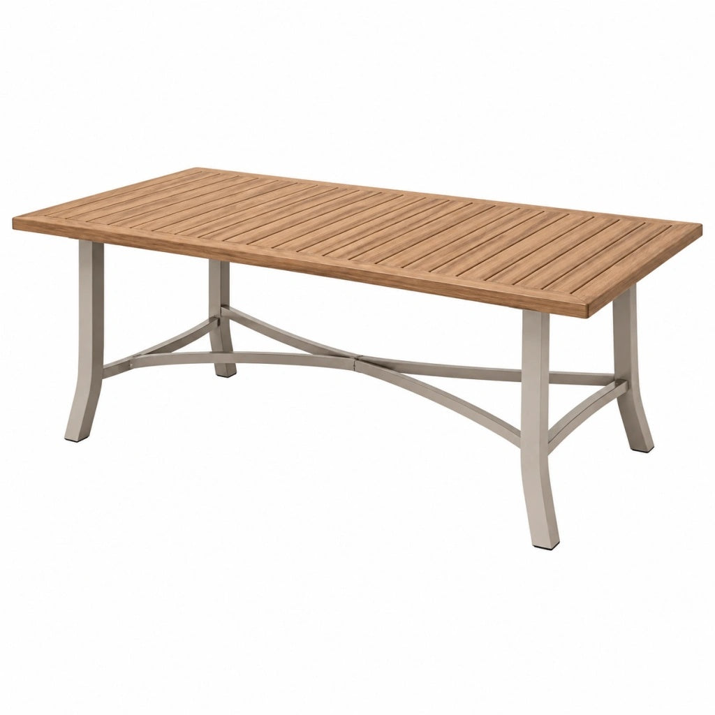 Stół ogrodowy 200 x 100 x 75 cm z drewnianym blatem naturalny metalowy do tarasu